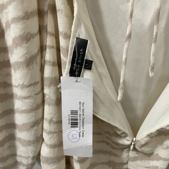 Blue Blush Animal Print Open Back Mini Dress L NWT Cottagecore Fairycore Y2K - Picture 10 of 11